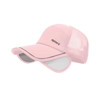 Mesh Baseball Cap with Retractable Brim for Men Women UV Protection Breathable Golf Visors Hats (UK, Alpha, One Size, Pink)