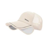 Mesh Baseball Cap with Retractable Brim for Men Women UV Protection Breathable Golf Visors Hats (UK, Alpha, One Size, Beige)