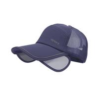 Mesh Baseball Cap with Retractable Brim for Men Women UV Protection Breathable Golf Visors Hats (UK, Alpha, One Size, Dark Blue)