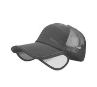 Mesh Baseball Cap with Retractable Brim for Men Women UV Protection Breathable Golf Visors Hats (UK, Alpha, One Size, Dark Gray)