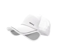 Mesh Baseball Cap with Retractable Brim for Men Women UV Protection Breathable Golf Visors Hats (UK, Alpha, One Size, White)