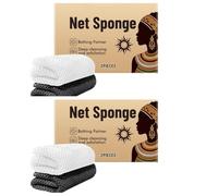 Mesh Bath Sponge Set, Two-Piece Double-Sided Textured Bath Sponge - Enjoy a spa Experience at Home, Gently exfoliating, Easily Cleaning Your Back and Shoulders, Hexagonal Weave for deep Cleansing