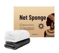 Mesh Bath Sponge Set, Two-Piece Double-Sided Textured Bath Sponge - Enjoy a spa Experience at Home, Gently exfoliating, Easily Cleaning Your Back and Shoulders, Hexagonal Weave for deep Cleansing