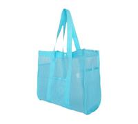 Mesh Beach Bag, Beach Net Bag | Reusable Waterproof Sandproof Organizer with Family Storage Pockets for Toys - Ideal for Holidays, Summer, Camping, Swimming Pool, Travel, Blue, Se référer