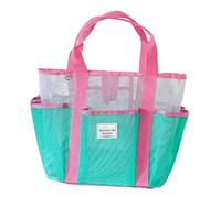 Mesh Beach Bag - Large Capacity Reusable Mesh Tote Bag Travel Luggage For Women Lightweight Breathable Storage Bag | Perfect for Picnics, Camping, Pink Carry Handle, Se référer à la description