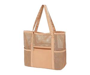 Mesh Beach Bag - Large Foldable Waterproof, Nautical Sand Escape Pouch, Breathable Pool Tote, Quick Drying Swim Carrier, Summer Travel Gear, Oversized Teal Khaki Navy For Boat Dock