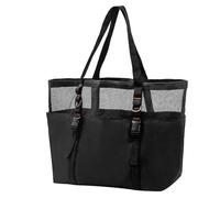Mesh Beach Bag, Mesh Beach Bag with Pockets | Market Food Picnic Bag | Beach Bag for Men, Foldable Mesh Swimming Pool Travel Bags, Swim Bag with Zipper at the Bottom, for Mu