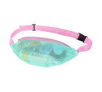Mesh Beach Bag - Mesh Crosbody Beach Bag | Mesh Pool Bag, Adjustable Mesh Beach Pack, Multifunctional Sports Waist Pack for Picnic, Swimming, Vac, Green Pink Ribbon, Consulte la descripción