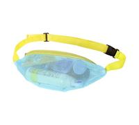 Mesh Beach Bag - Mesh Crosbody Beach Bag | Mesh Pool Bag, Adjustable Mesh Beach Pack, Multifunctional Sports Waist Pack for Picnic, Swimming, Vac, Light Blue Yellow Band, Consulte la descripción