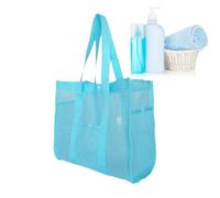Mesh Beach Bag, Tote Bag for Beach - Large Size Waterproof Reusable Mesh Pouch, Toy Organizer for Summer Travel, Cruise, Camping, Swimming and Family Holidays, Blue, Se référer à la description