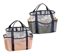 Mesh Beach Bag Tote, Multi-Pocket Mesh Travel Tote Large, Large Beach Tote With Zipper, Outdoor Beach Vacation Organizer Bag For Towels Scarves Toys Swimsuits Sunglasses Hats Slippers Clothes