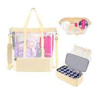 Mesh Beach Bags for Women Compatible with Stanley Cup, Large Beach Tote with Cooler Vacation Essentials for Swim Cruise Pool, Beige