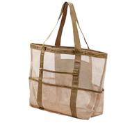 Mesh Beach Bags for Women, Mesh Pool Bag, Beach Bag for Seashells, Shopping Storage Net, Large Waterproof Bag, Picnic Bag for Heavy Duty Market, resis, dark khaki, Fare riferimento alla descrizione