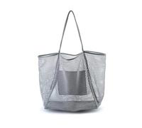 Mesh Beach Tote Bag No-Closure For Women And Kids for Summer Holiday(Grey)
