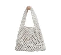 Mesh Beach Tote Womens Shoulder Handbag Straw Woven Purse Woven Purse Small Medium Bag Daily Working for Holiday Travel Pool (Gray,Large)