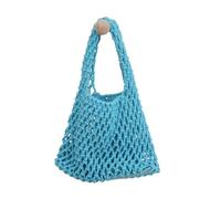 Mesh Beach Tote Womens Shoulder Handbag Straw Woven Purse Woven Purse Small Medium Bag Daily Working for Holiday Travel Pool (Blue-B,Large)