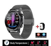 (Mesh belt black) 2023 Blood Glucose Smart Watch Ecg ppg Monitoring Blood Pressure Body Temperature Smartwatch Men Ip68 Waterproof Fitness Tracker - Smart Watches