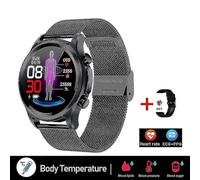 (Mesh belt black) 2023 Blood Glucose Smart Watch Ecg ppg Monitoring Blood Pressure Body Temperature Smartwatch Men Ip68 Waterproof Fitness Tracker Smart Watches Kuolu