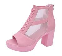 Mesh Boots Womens Womens Open Toe Boots Breathable Visible Heels Chunky Block Dance Heels Sexy Dance Sandals Elegant Evening Sandals Formal Party Booties Slip On Mid High Booties With Zip Back
