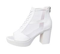 Mesh Boots Womens Womens Open Toe Boots Breathable Visible Heels Chunky Block Dance Heels Sexy Dance Sandals Elegant Evening Sandals Formal Party Booties Slip On Mid High Booties With Zip Back