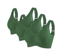 Mesh Bra, Women's Wireless Bra with Full Cup U Shaped Back and Wide Straps 3 Green XXL