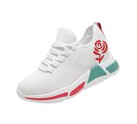Mesh Breathable Flying Woven Soft Walking Casual Women's Sports Shoes Orthotic Shoes for Women Wide Fit (White, 6)