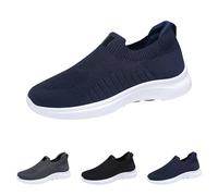 Mesh Breathable Shoes Men - Slip On Trainers Men Lightweight Breathable Sneakers Non-Slip Soft Bottom Footwear Comfortable Orthopedic Trainers Casual Sneakers Wide Fit Sports Footwear Grey