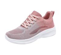 Mesh Breathable Sneakers Womens Chunky Trainers for Women Arch Support Lace Up Soft Soled Lightweight Shoes Cushion Comfortable Sneakers Casual Trainers for Walking, Hiking & Outdoors Pink
