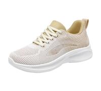 Mesh Breathable Sneakers Womens Chunky Trainers for Women Arch Support Lace Up Soft Soled Lightweight Shoes Cushion Comfortable Sneakers Casual Trainers for Walking, Hiking & Outdoors Khaki