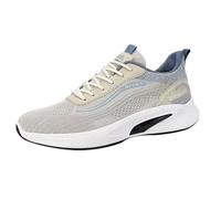 Mesh Breathable Trainers for Men UK Platform Running Shoes Arch Support Sneakers Orthopedic Trainer Lightweight Sports Shoes Non-Slip Sneaker Cushioning Sole Athletic Shoe Jogging Shoe Beige