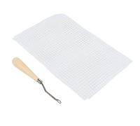 Mesh Canvas, Blank Rug Hooking Mesh Canvas Carpet Making Fabric Canvas DIY Rug Canvas Mesh Knitting Canvas Sheets for Latch Hook Rug Tapestry Canvas DIY(Mesh cloth 50cm+ wooden handle crochet)