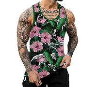 Mesh Comfortable Print 3D Digital Print Casual Loose Men's Tank Top Elegant Top Men, Green, 4XL