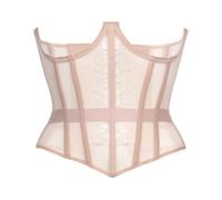 Mesh Corset Waist Trainer for Women - Underbust Corset Lace Up - Waist Cincher Shapewear - Body Shaper, Beige Unique, X-Small