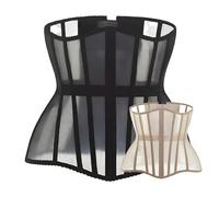Mesh Corset Waist Trainer for Women - Underbust Corset Lace Up - Waist Cincher Shapewear - Body Shaper (Black, XS), Black, XS