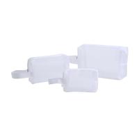 Mesh Cosmetic Bag | 3 Pieces Portable Travel Zipper Mesh Toiletry Bag for Home, Dormitory, Gym, Short Travel, Office, Fitness and Bathroom, White, Please refer to the description, Please refer to