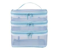 Mesh Cosmetic Bag Makeup Bags Portable Travel Organizing Zipper Pouch Toiletries Make up Pouches for Summer Beach Home Office(SkyBlue c)