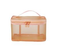 Mesh Cosmetic Bag Makeup Bags Portable Travel Organizing Zipper Pouch Toiletries Make up Pouches for Summer Beach Home Office(Orange a)