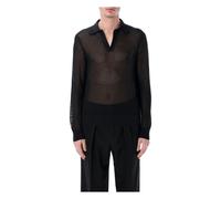 Mesh Cotton Silk V-Neck Knit- male- Tom Ford- V-neck Knitwear- Black- L- Knitwear L