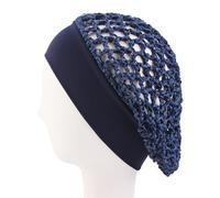 Mesh Crochet Hair Net, Breathable Sleeping Cap for Hair Care | Lightweight polyester mesh provides airflow, keeping scalp dry for night hair care, designed for women Navy Blue