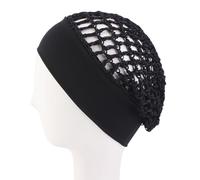 Mesh Crochet Hair Net, Breathable Sleeping Cap for Hair Care | Lightweight polyester mesh provides airflow, keeping scalp dry for night hair care, designed for women Black