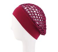 Mesh Crochet Hair Net, Breathable Sleeping Cap for Hair Care | Lightweight polyester mesh provides airflow, keeping scalp dry for night hair care, designed for women Wine Red