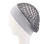 Mesh Crochet Hair Net, Breathable Sleeping Cap for Hair Care | Lightweight polyester mesh provides airflow, keeping scalp dry for night hair care, designed for women Grey