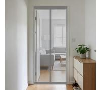 Mesh Curtain 115 x 100 cm Keeps Bugs Out, Lets Fresh Air in, No Gap, Snap Shut Automatically, Hands Free Magnetic Door Curtains Fly Screen for Living Room, Bedroom, Patio, Grey