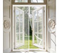 Mesh Curtain 120 x 105 cm Self-Sealing Mesh, Automatically Closes, Hands Free, Keeps Bugs Out, No Drill Installation Mosquito Door Screen for Living Room, Bedroom, Patio, White