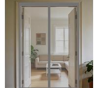 Mesh Curtain 124 x 140 cm Keeps Bugs Out, Lets Fresh Air in, No Gap, Snap Shut Automatically, Hands Free Magnetic Door Curtains Fly Screen for Patio Doors Balcony Bedroom, Grey