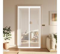 Mesh Curtain 127 x 200 cm Keeps Bugs Out, Lets Fresh Air in, No Gap, Snap Shut Automatically, Hands Free Magnetic Fly Screen Door Curtain for Patio Doors Balcony Bedroom, White