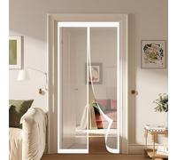 Mesh Curtain 155 x 210 cm Keeps Bugs Out, Lets Fresh Air in, No Gap, Snap Shut Automatically, Hands Free Flyscreen Mosquito for Living Room, Bedroom, Patio, White