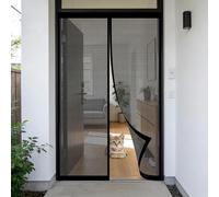 Mesh Curtain 170 x 90 cm Self-Sealing Mesh, Automatically Closes, Hands Free, Keeps Bugs Out, No Drill Installation Bug Curtain for Living Room, Bedroom, Patio, Black