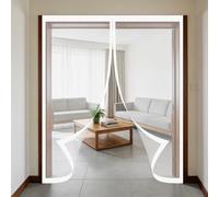 Mesh Curtain 250 x 200 cm Keeps Bugs Out, Lets Fresh Air in, No Gap, Snap Shut Automatically, Hands Free Heavy Duty Door Screen for Living Room, Bedroom, Patio, White