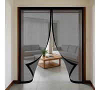 Mesh Curtain 250 x 200 cm Keeps Bugs Out, Lets Fresh Air in, No Gap, Snap Shut Automatically, Hands Free Heavy Duty Door Screen for Living Room, Bedroom, Patio, Black